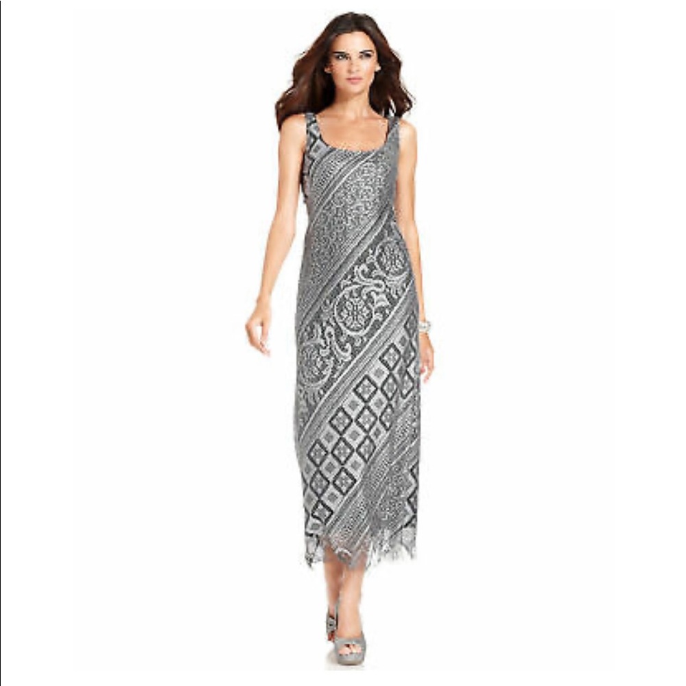 SL Fashions NWT metallic crochet evening gown